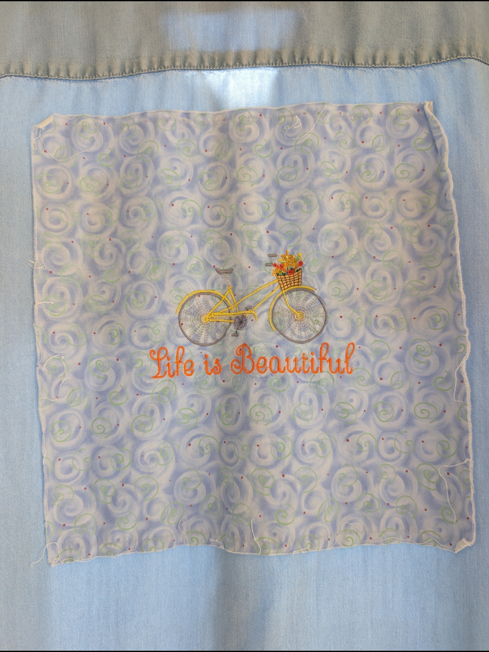 J Jill Embroider Light Blue Denim Short Sleeve Shirt Dress XL Life Is Beautiful